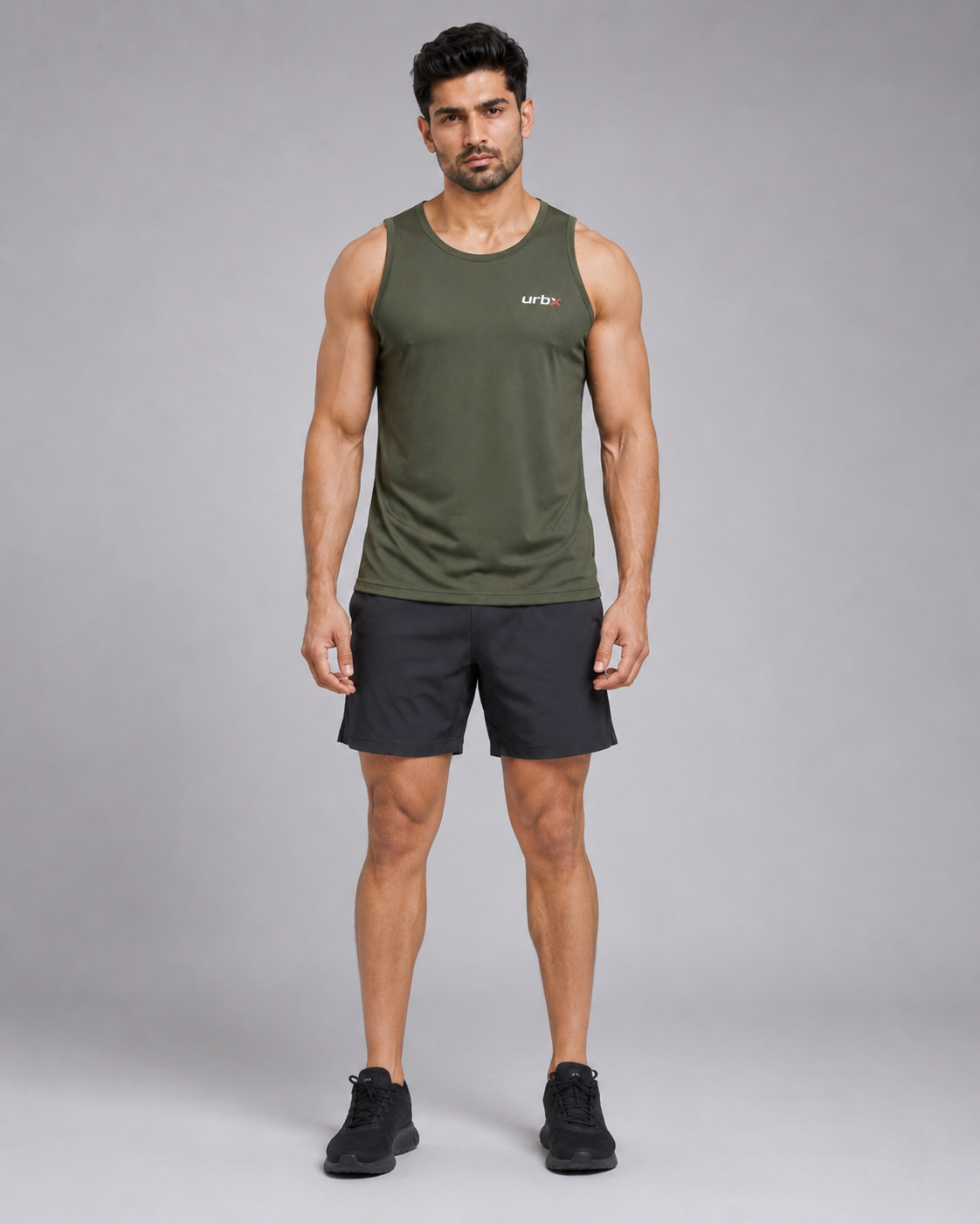 URBX Performance Tank Top Olive - Three Quarter View
