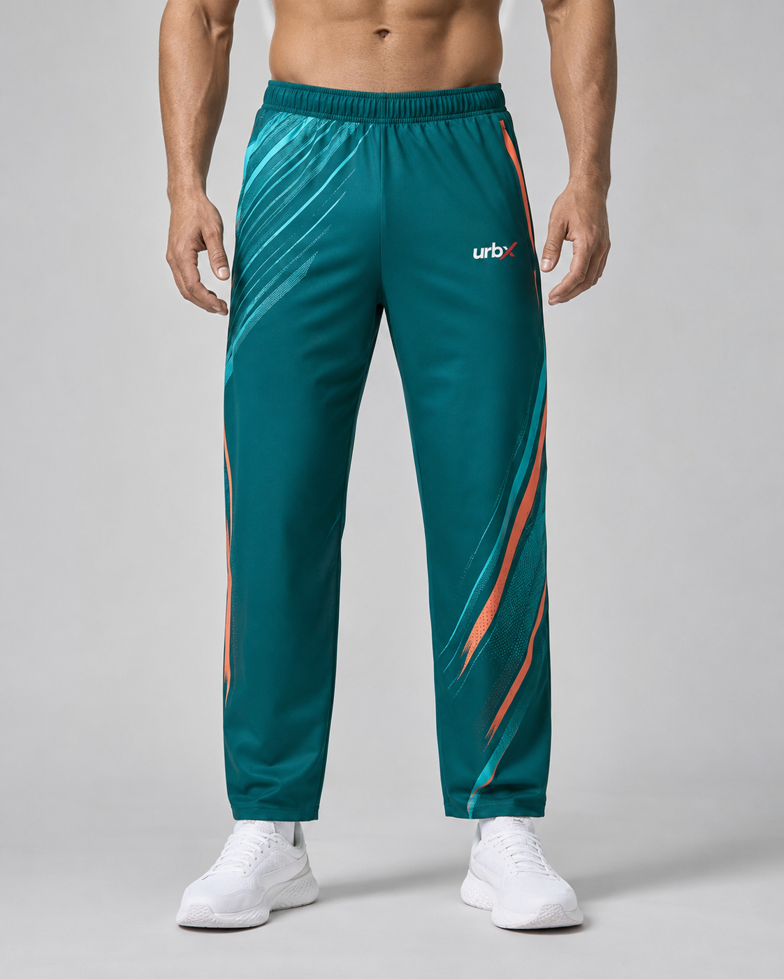 URBX Graphic Performance Pants Teal – Front straight view
