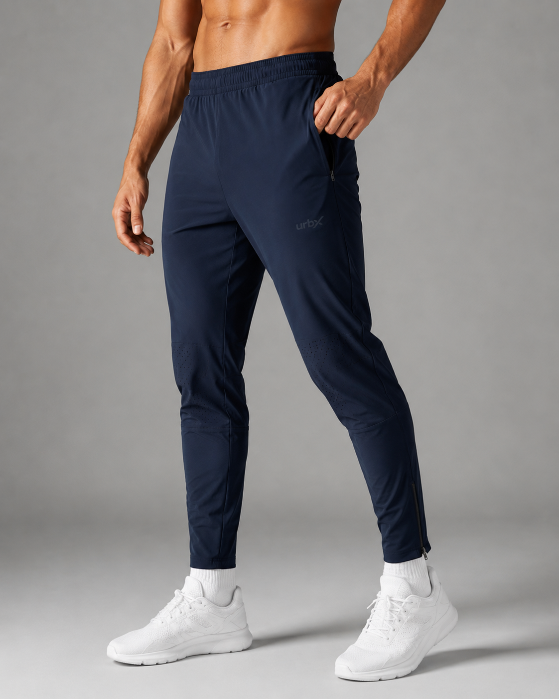 URBX Woven Tapered Training Pants Navy - Front angle view 2