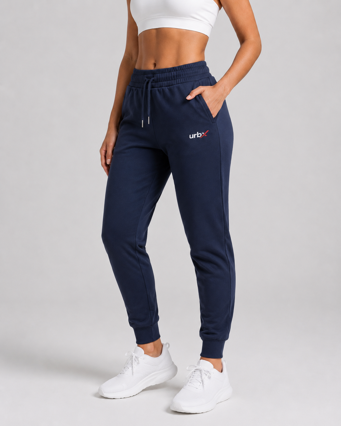 URBX Slim Fit Joggers Navy – Front angle view