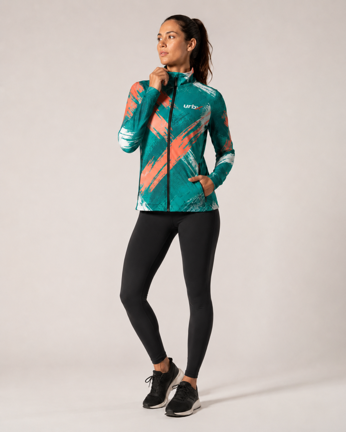 URBX Graphic Performance Jacket Teal – Front relaxed view