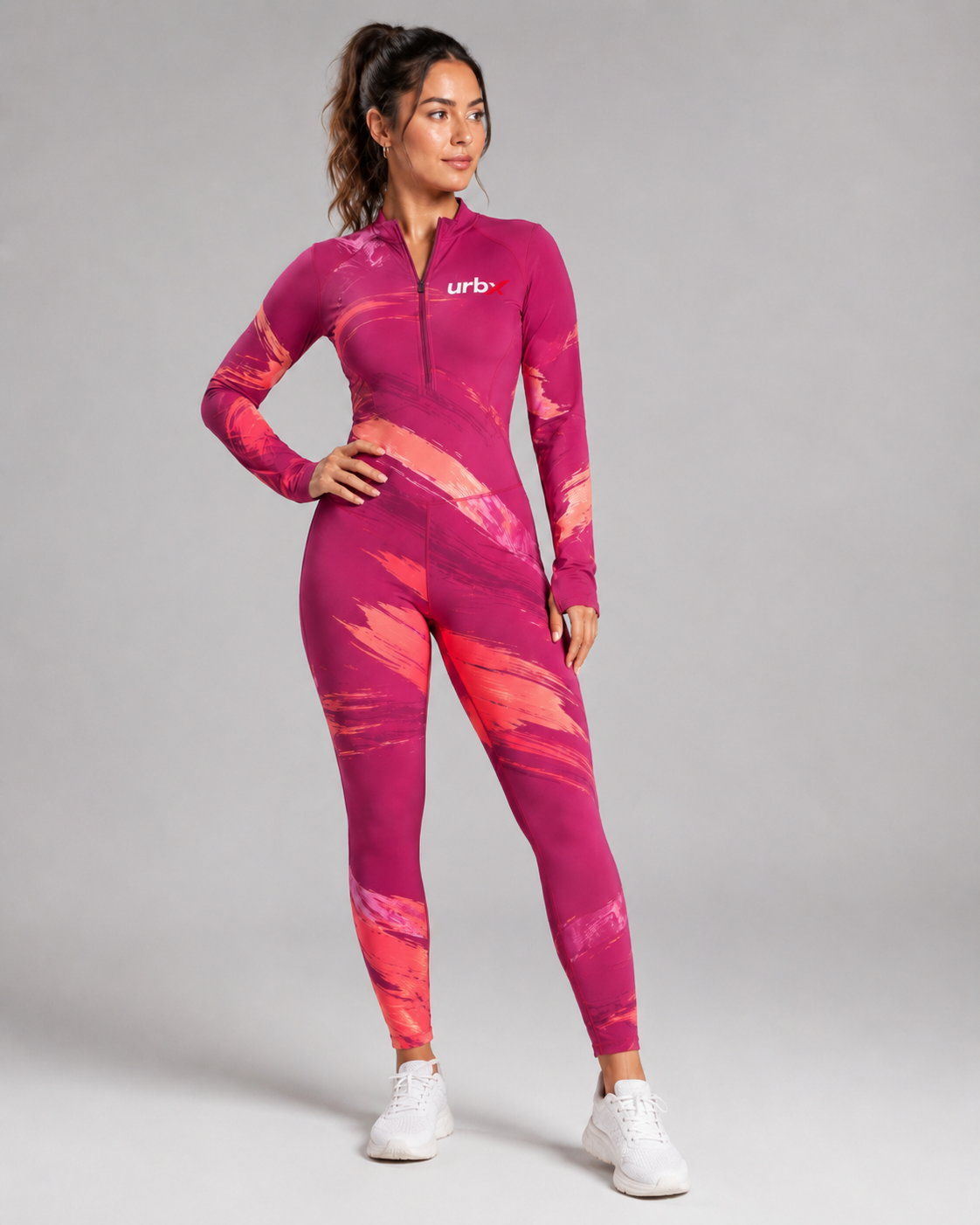 URBX Graphic Performance Jumpsuit Magenta – Side view
