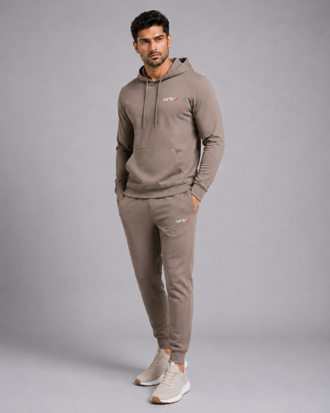 URBX Signature Tracksuit Mocha - Three Quarter Angled View