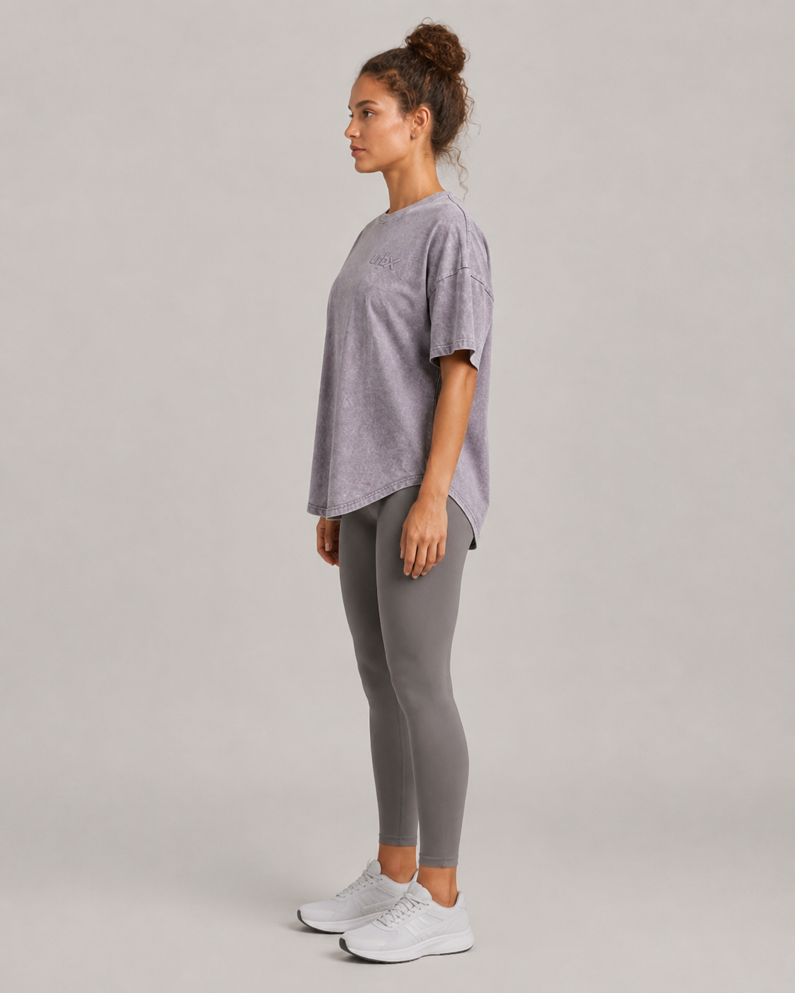 URBX Washed Oversized Tee Lavender Grey - Back view