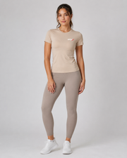 URBX Fitted Crew Neck Tee Sand - Front angle left full body
