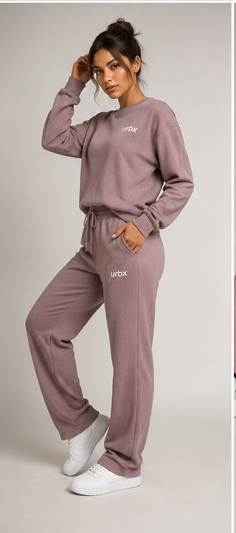 URBX Luxe Lounge Set Dusty Mauve - Side Three Quarter View