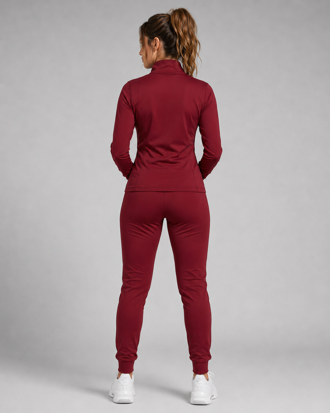 URBX Signature Tracksuit Burgundy – Back straight view