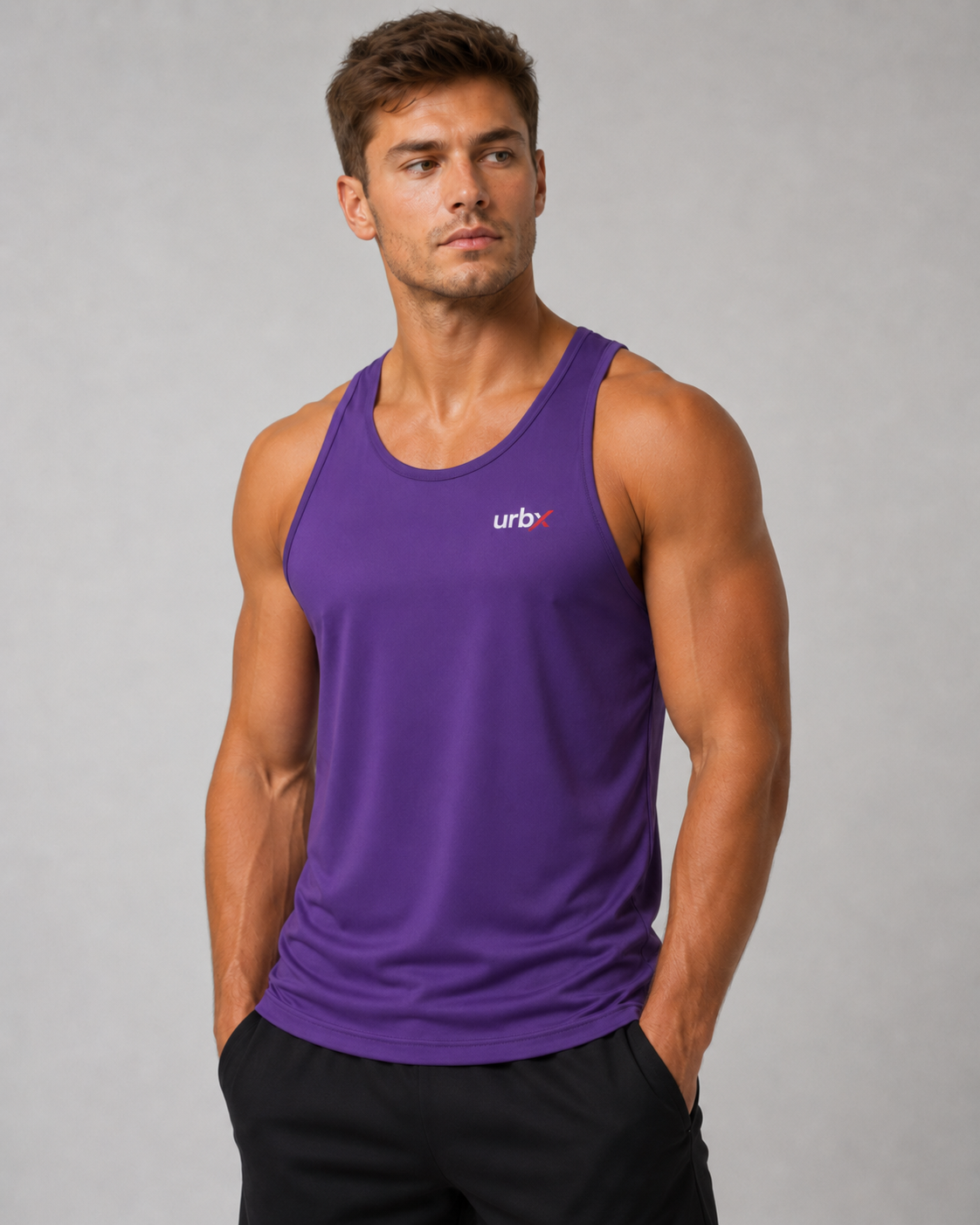 URBX Racerback Tank Purple – Front relaxed view