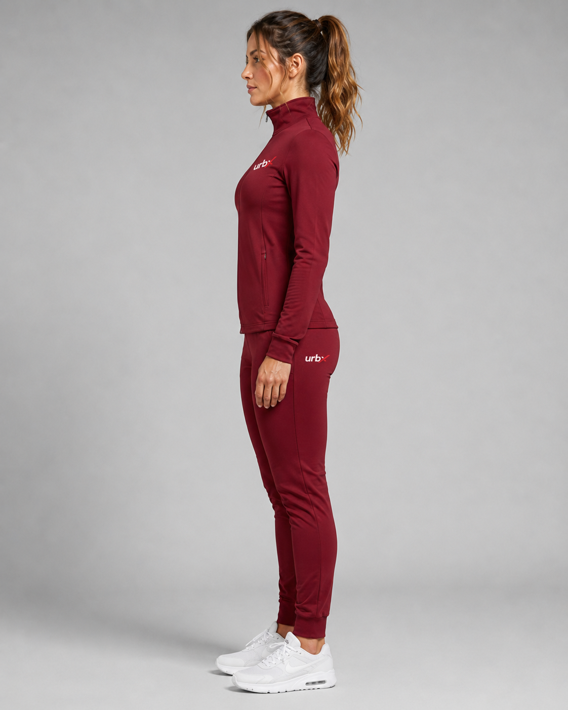 URBX Signature Tracksuit Burgundy – Side view