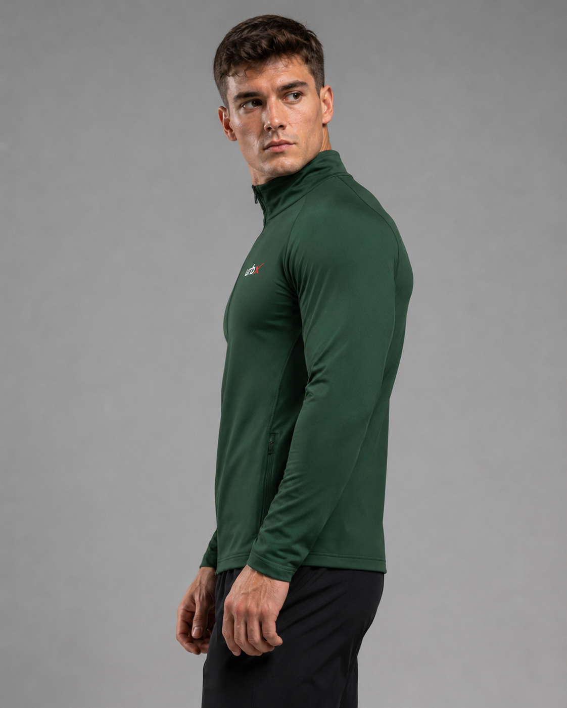 URBX Elite Full-Zip Jacket Forest Green - Side Profile