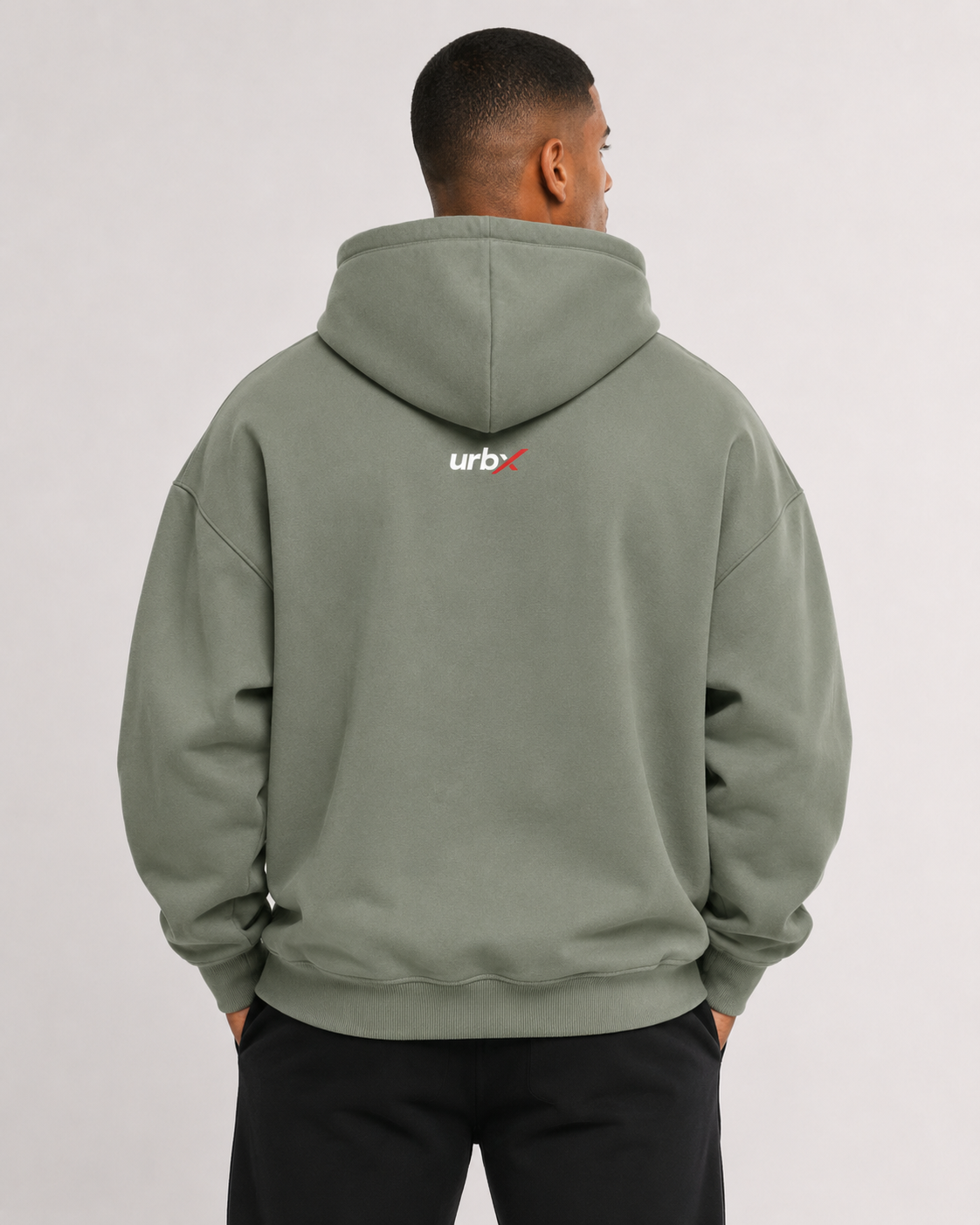 URBX Oversized Hoodie Sage Green - Back view