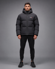 URBX Oversized Puffer Jacket Black - Front view