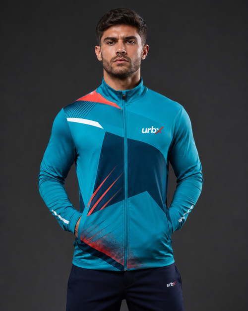 URBX Graphic Performance Jacket Teal – Front angle view 1