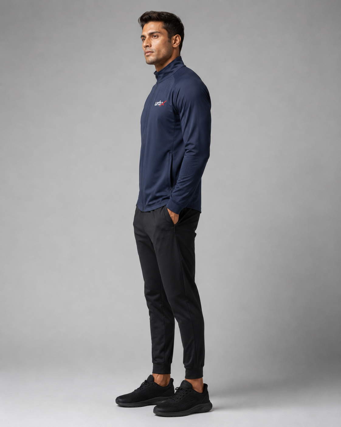 URBX Pro Full-Zip Track Jacket Navy - Side view