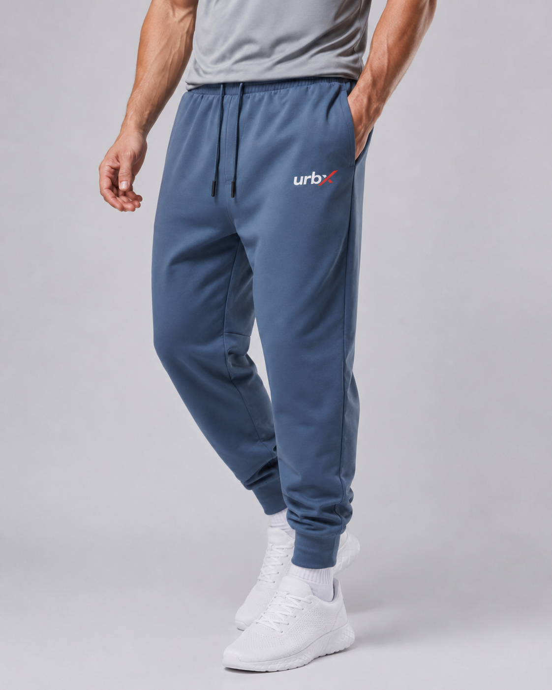 URBX Joggers Steel Blue - Three quarter front