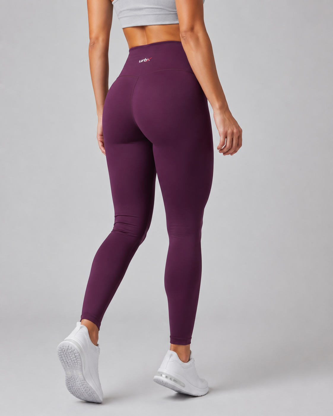 URBX High-Waist Performance Leggings Plum - Back Three Quarter View
