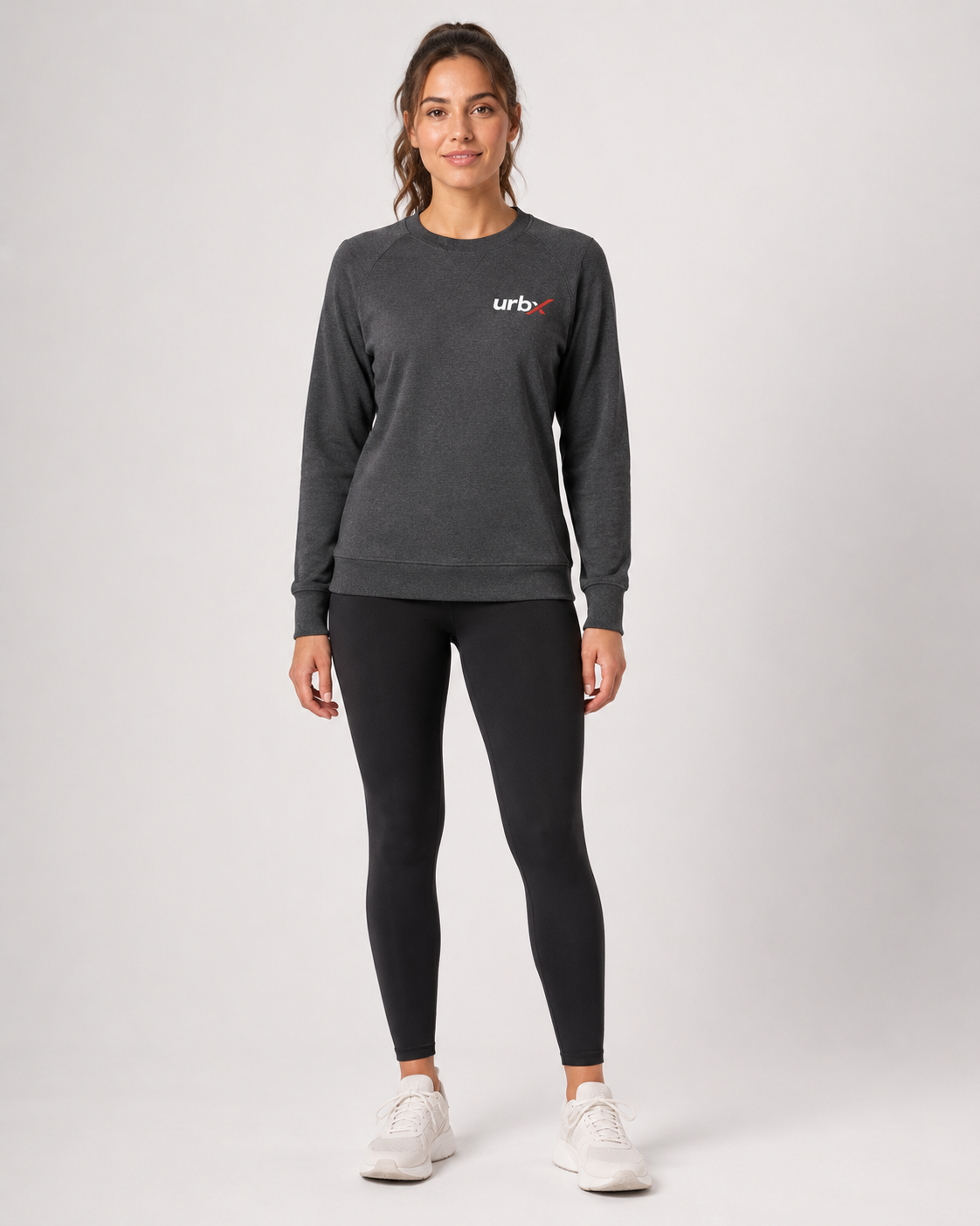 URBX Essential Crewneck Sweatshirt Charcoal – Front straight view