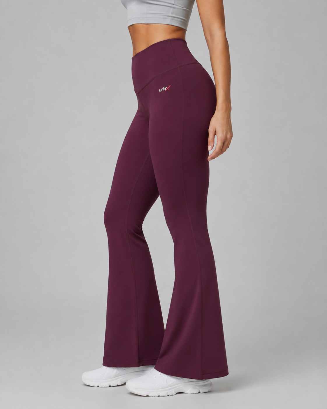 URBX High Waist Flare Leggings Deep Plum - Side profile