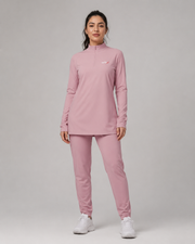URBX Modest Quarter-Zip Training Set Blush Pink - Front straight full body