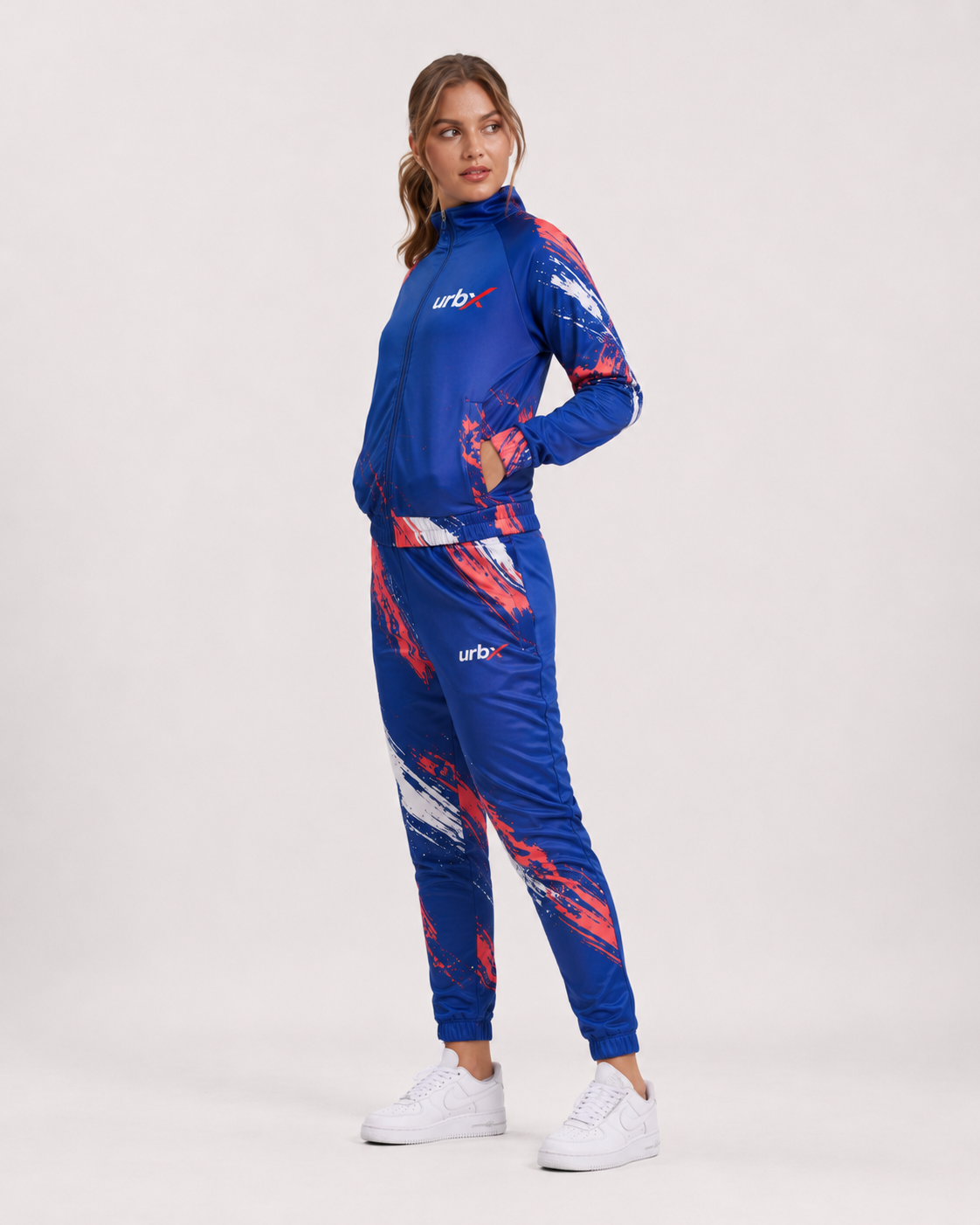 URBX Graphic Performance Tracksuit Royal Blue – Side view