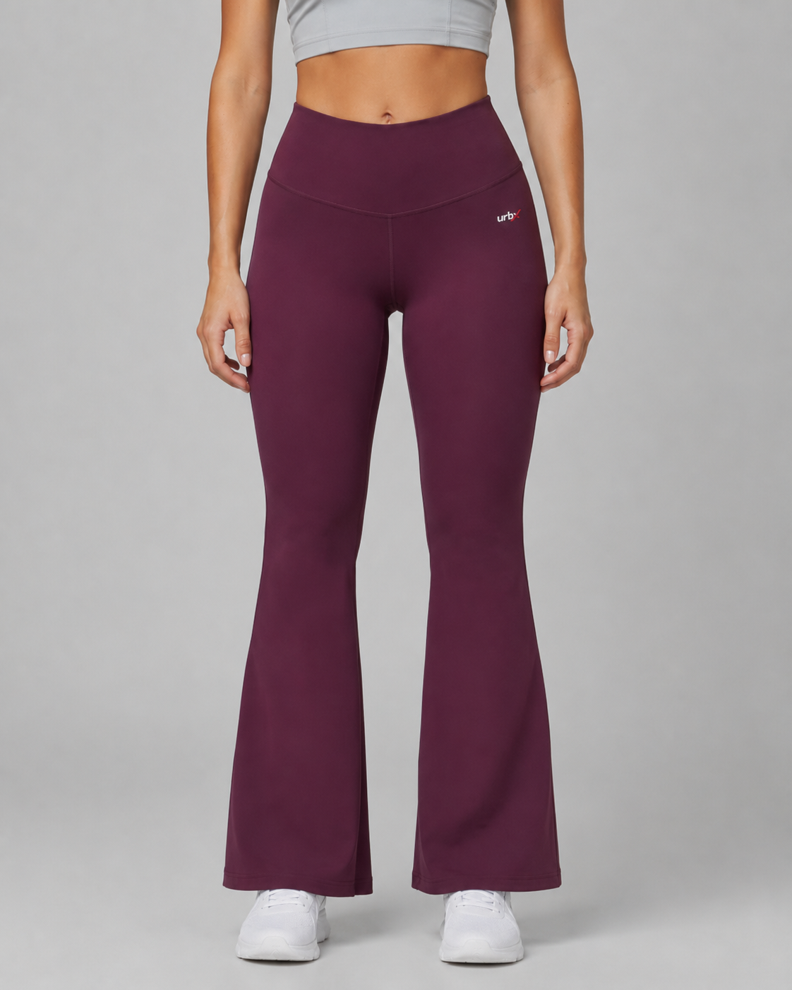 URBX High Waist Flare Leggings Deep Plum - Front straight full length
