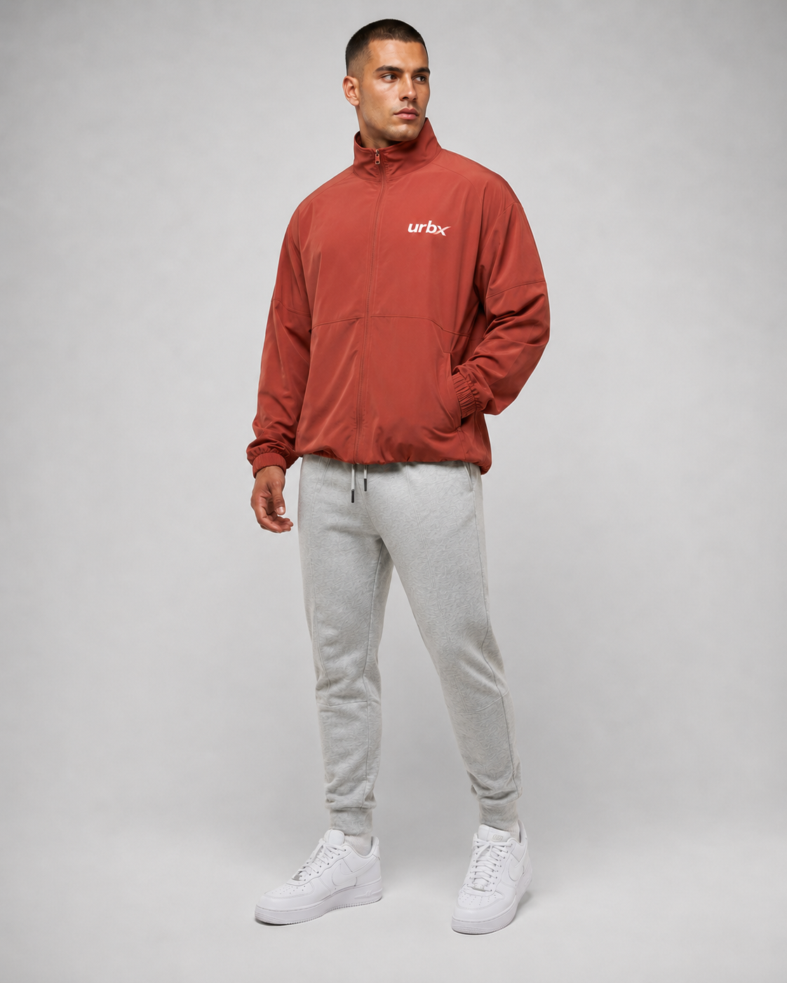 URBX Woven Jacket Rust - Half zip front
