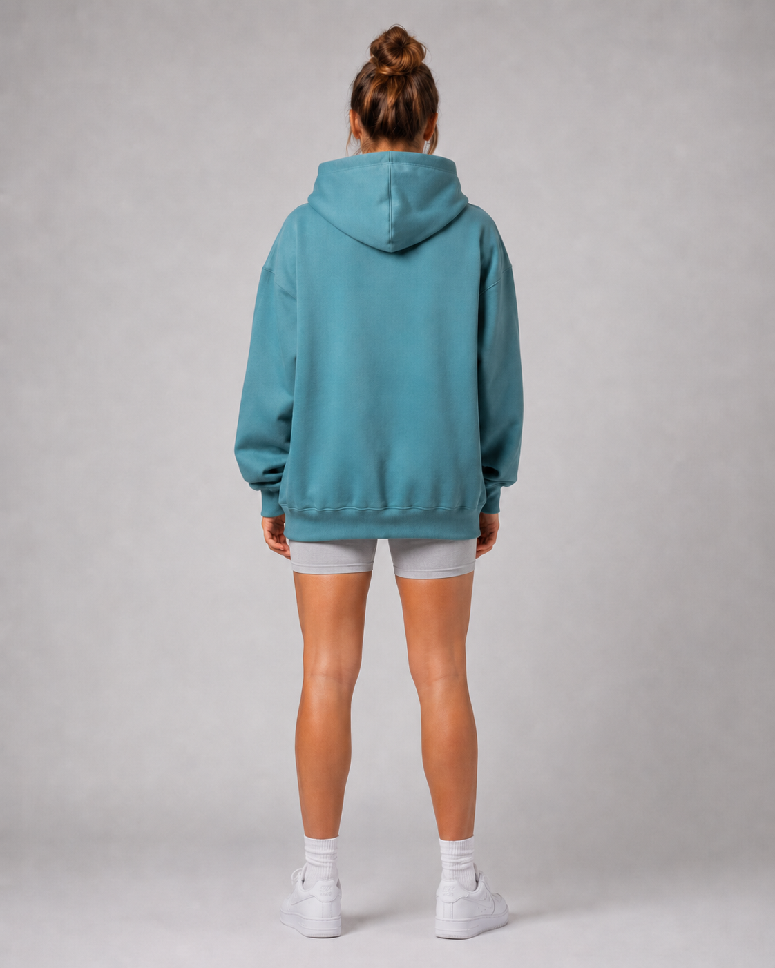 URBX Oversized Hoodie Teal - Back straight full body