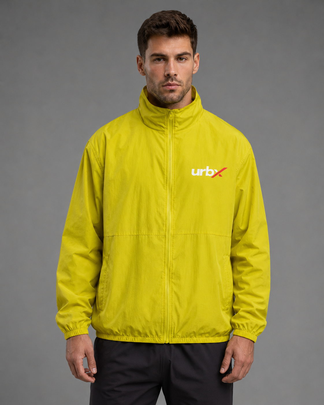 URBX Windbreaker Jacket Yellow – Front straight view