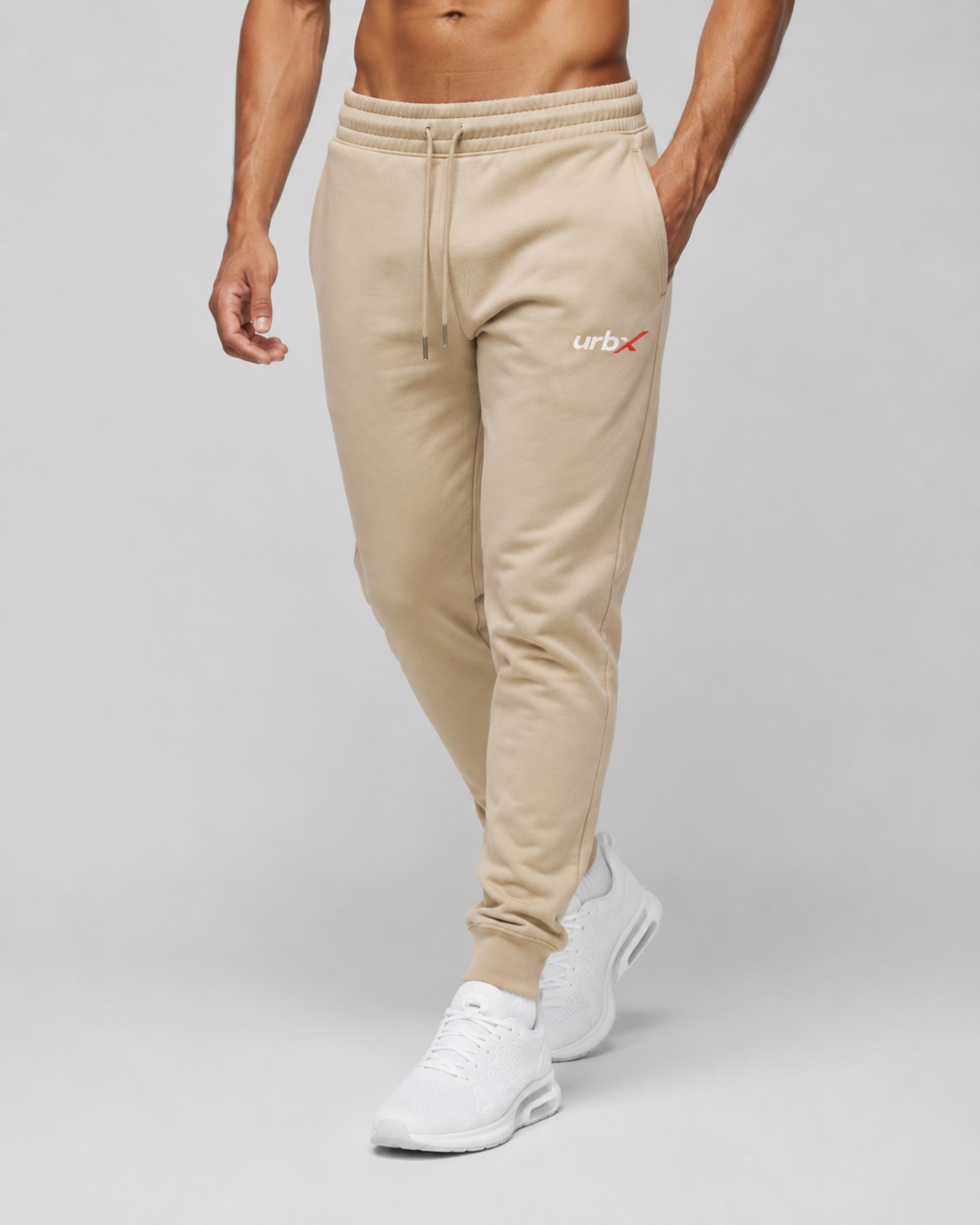 URBX Slim Fit Joggers Sand – Walking front angle
