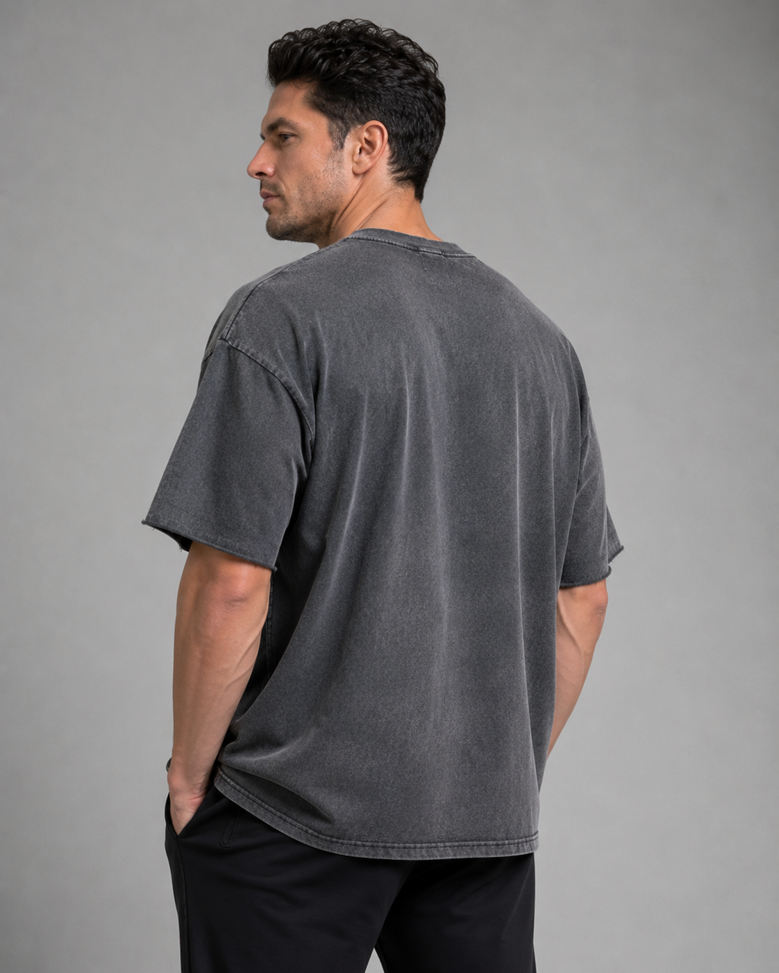 URBX Washed Oversized Tee Charcoal - Front lifestyle
