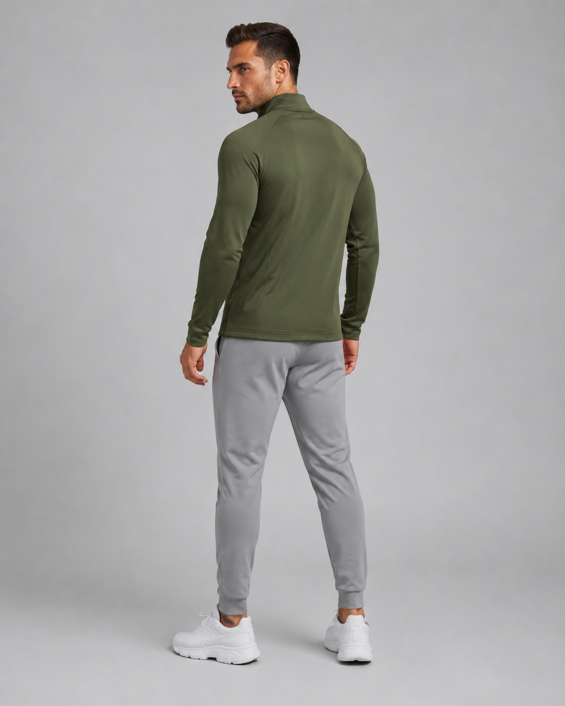 URBX Pro Zip-Up Track Jacket Olive - Back Three Quarter View