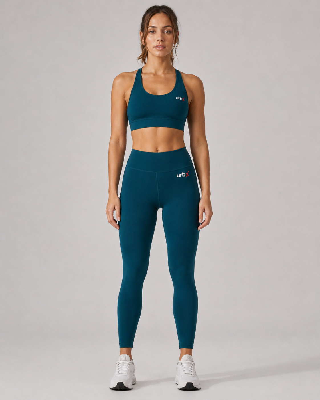URBX Seamless Co-Ord Set Deep Teal - Three Quarter Front View