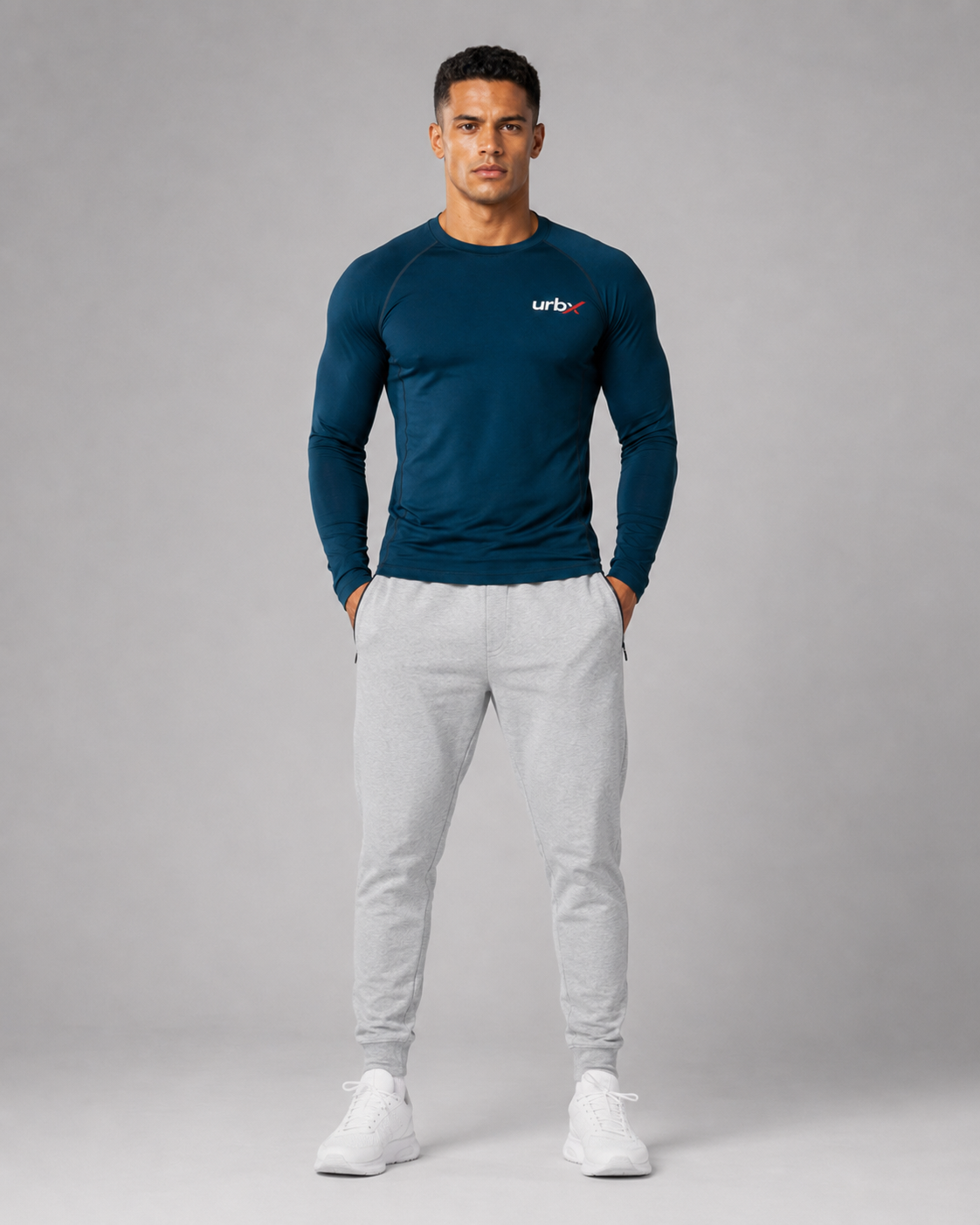 URBX Raglan Long Sleeve Top Teal - Three Quarter Angled View