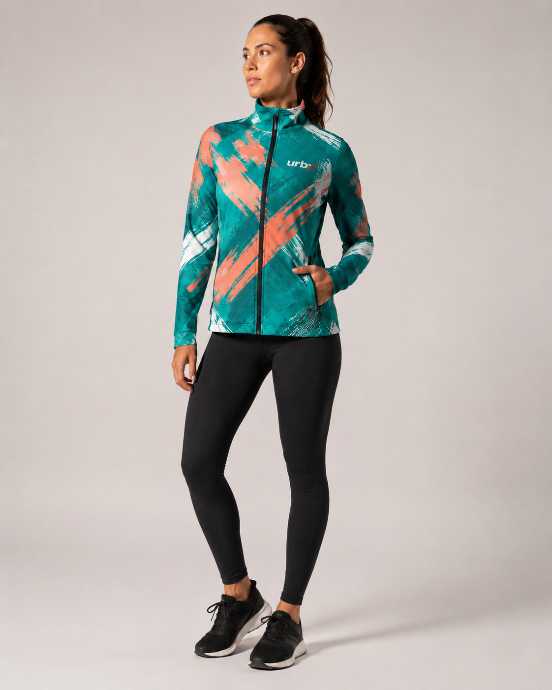 URBX Graphic Performance Jacket Teal – Side view