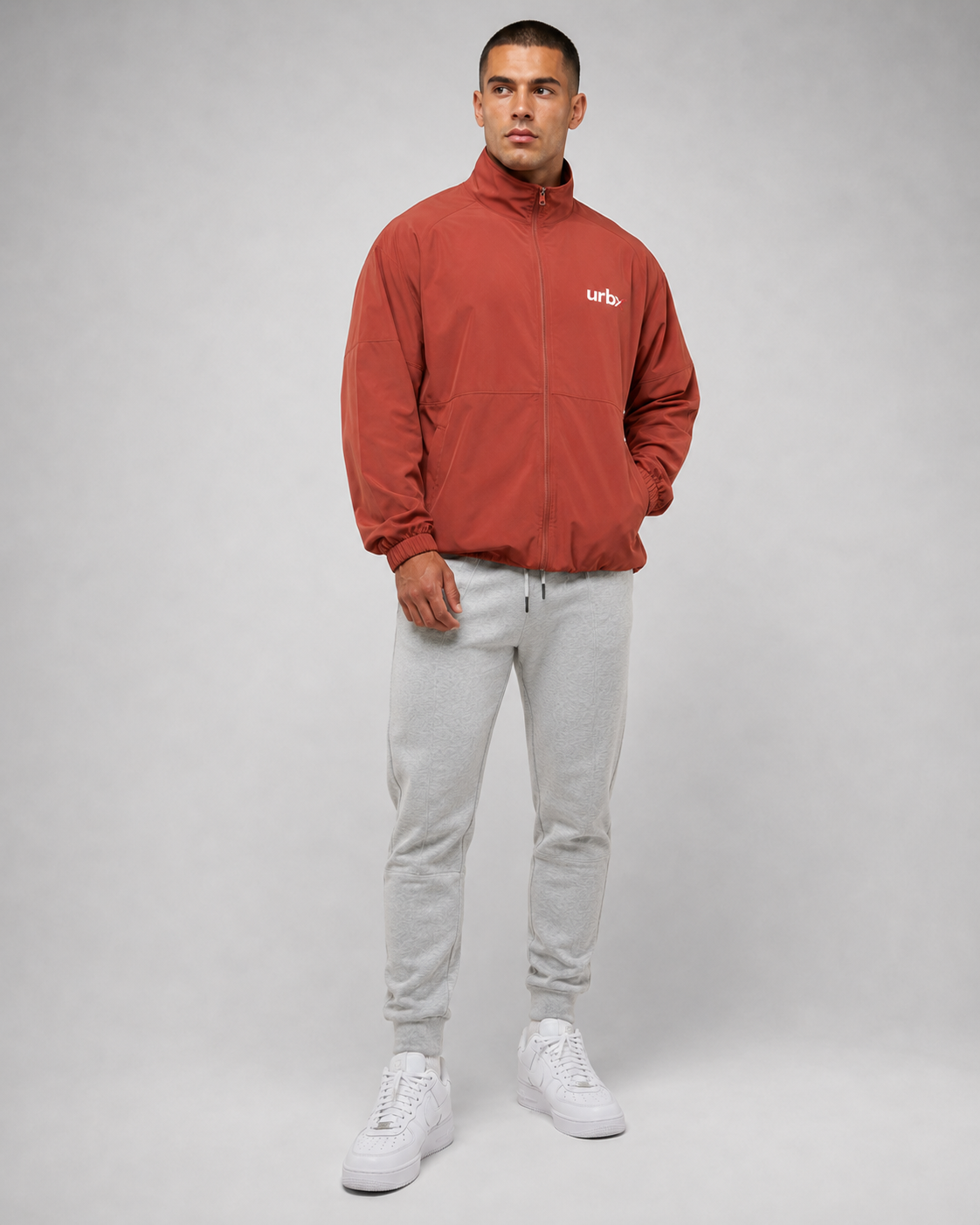URBX Woven Jacket Rust - Full front relaxed