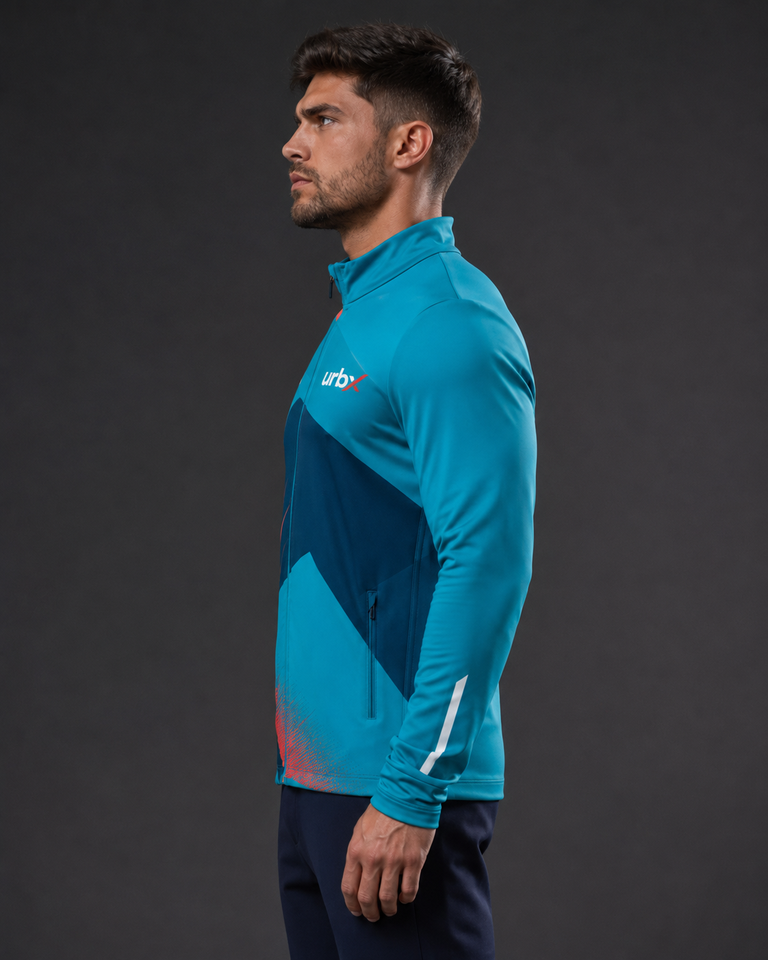 URBX Graphic Performance Jacket Teal – Side view 2