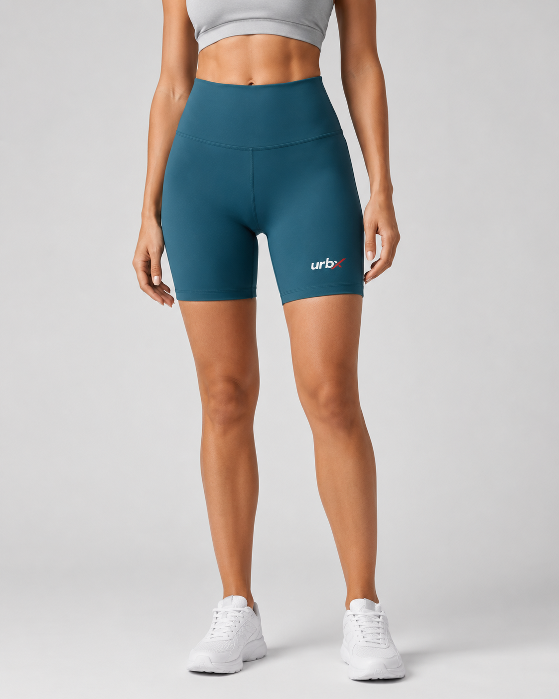 URBX High-Waist Biker Shorts Teal - Front View