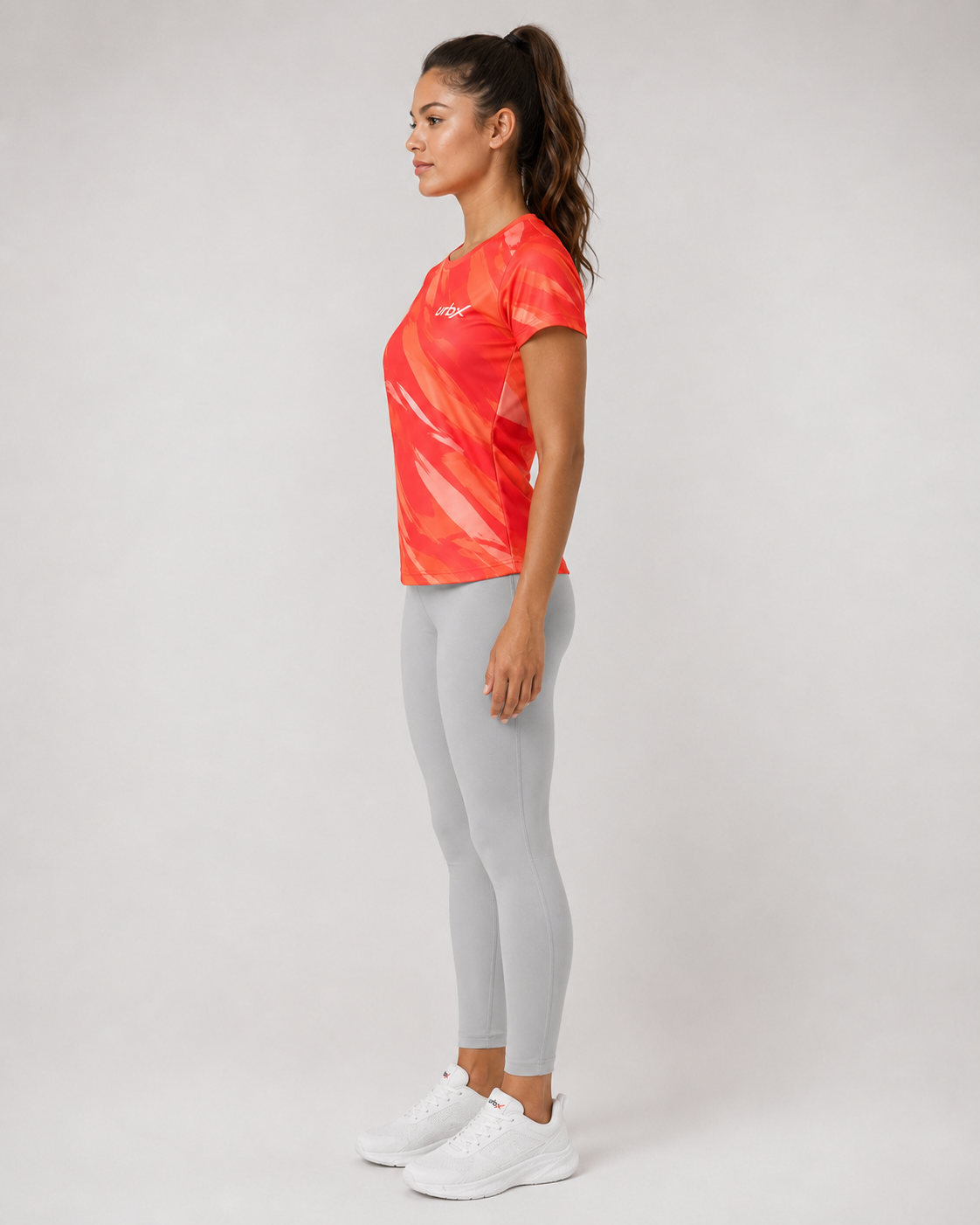 URBX Graphic Performance Tee Coral Red – Side view