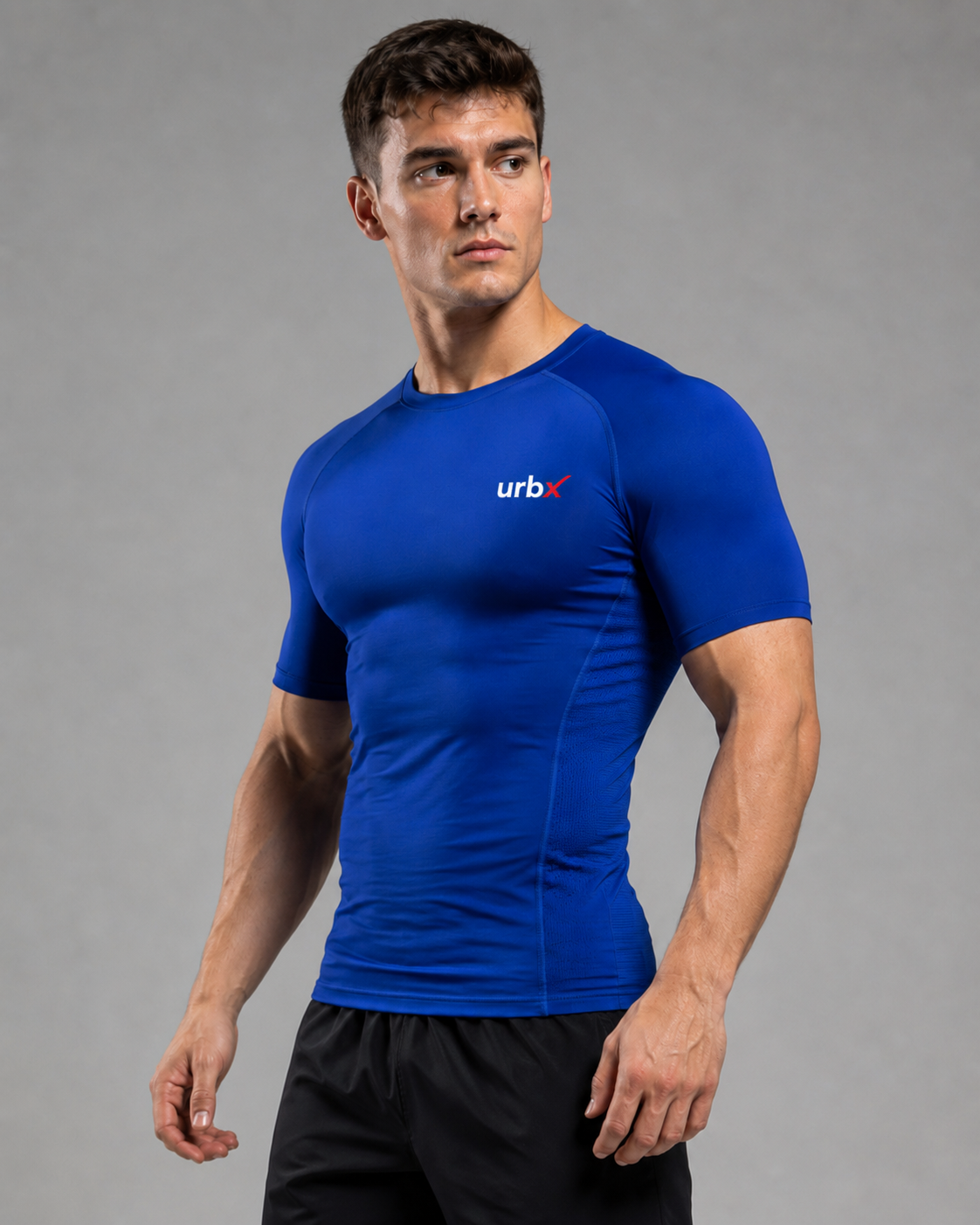 URBX Compression Base Layer Top Royal Blue - Three Quarter Angled View