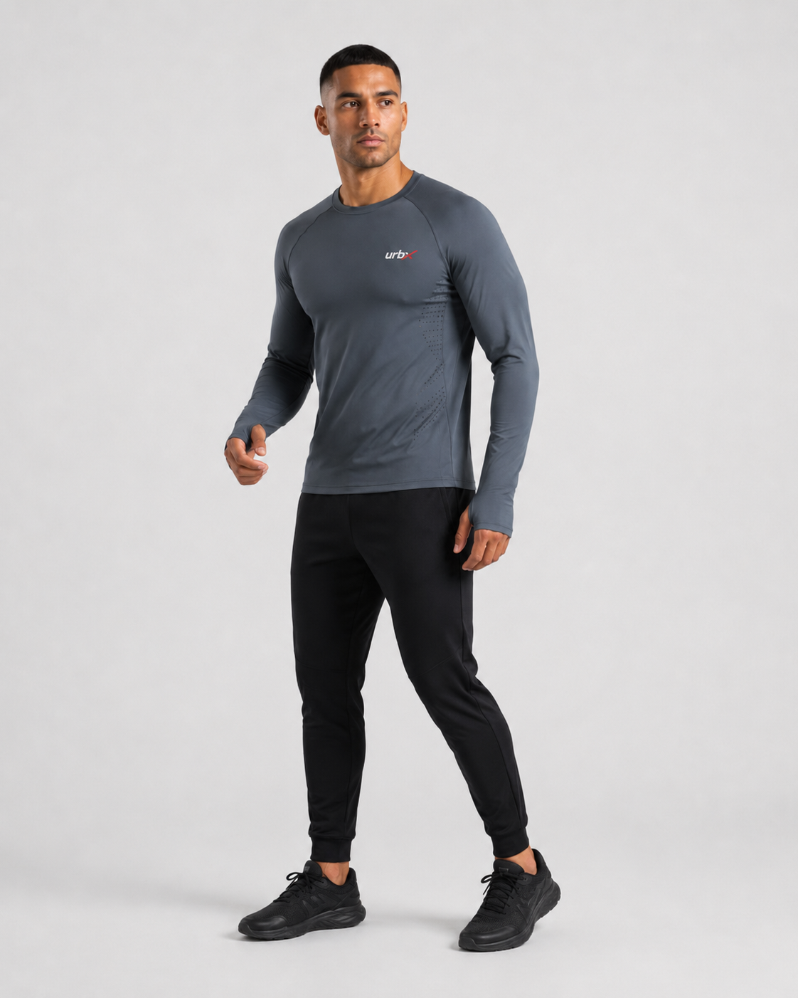 URBX Performance Long Sleeve Top Slate Blue - Full body lifestyle