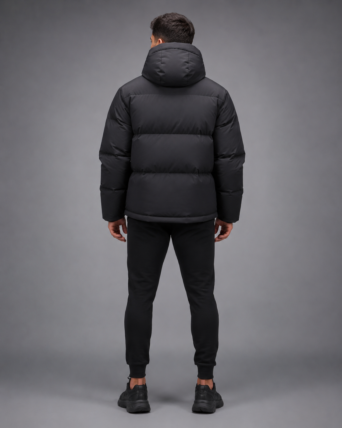 URBX Oversized Puffer Jacket Black - Back view 2