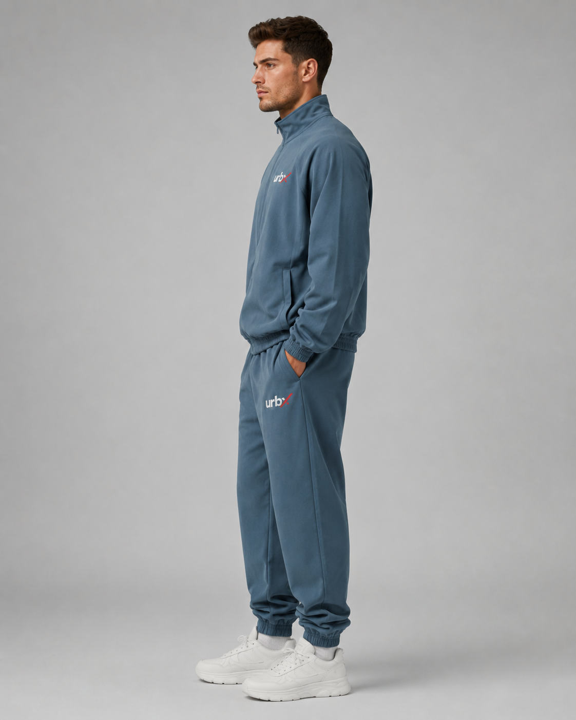 URBX Tracksuit Set Slate Blue - Back straight