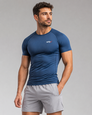 URBX Compression Base Layer Tee Navy Blue - Full front straight
