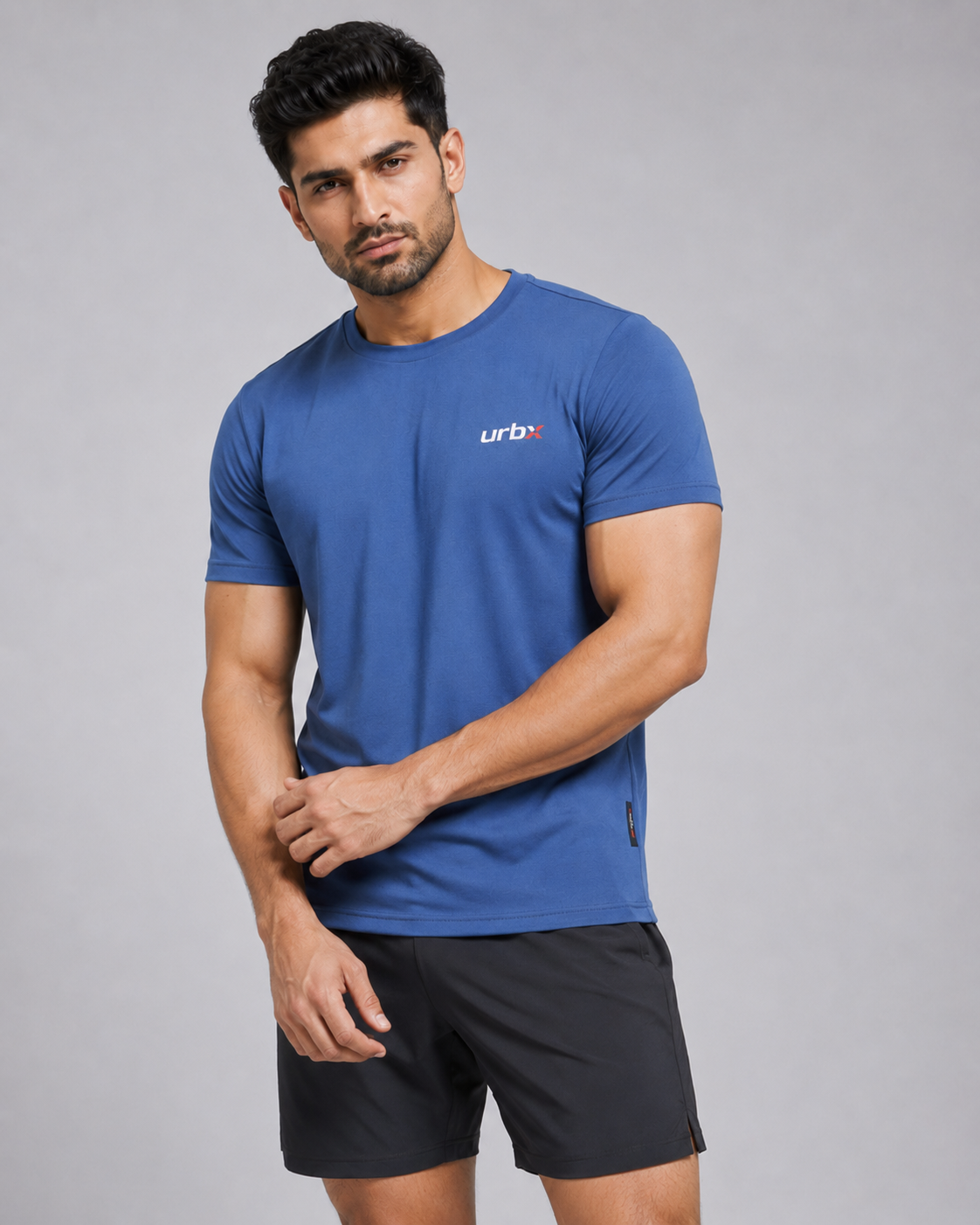 URBX Essential Training Tee Steel Blue - Front Close Up