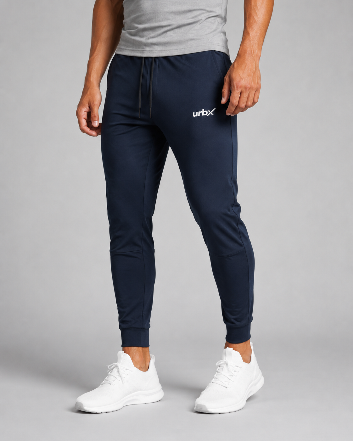 URBX Tapered Training Pants Navy - Three Quarter Angled View