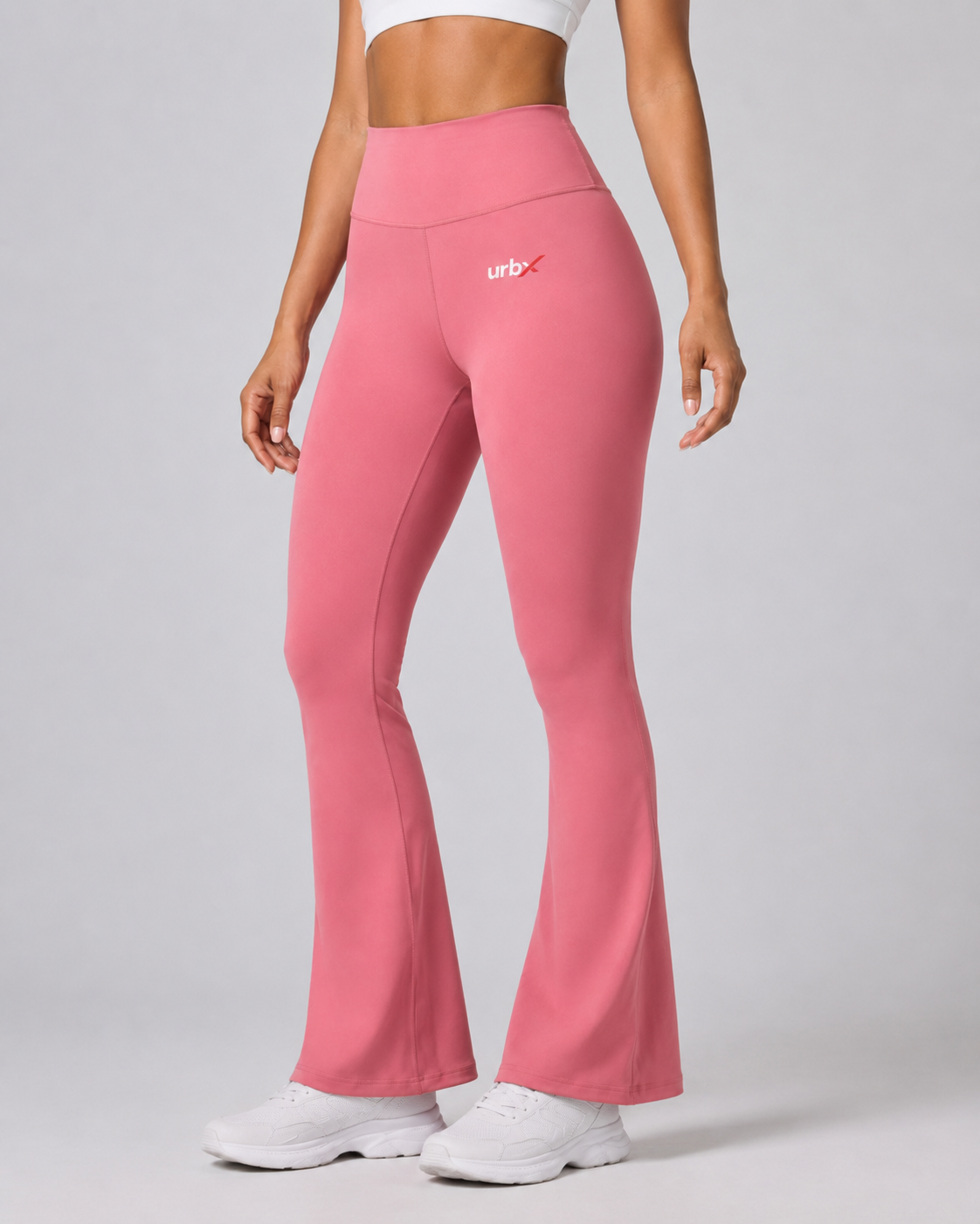 URBX High-Waist Flare Leggings Pink – Front straight view