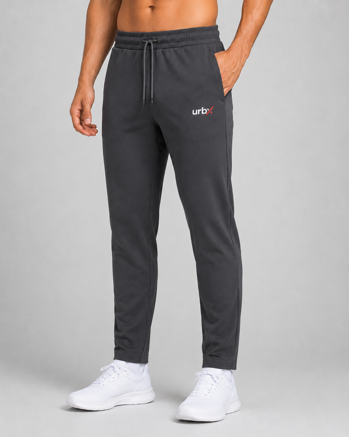 URBX Tapered Training Pants Charcoal – Front angle view