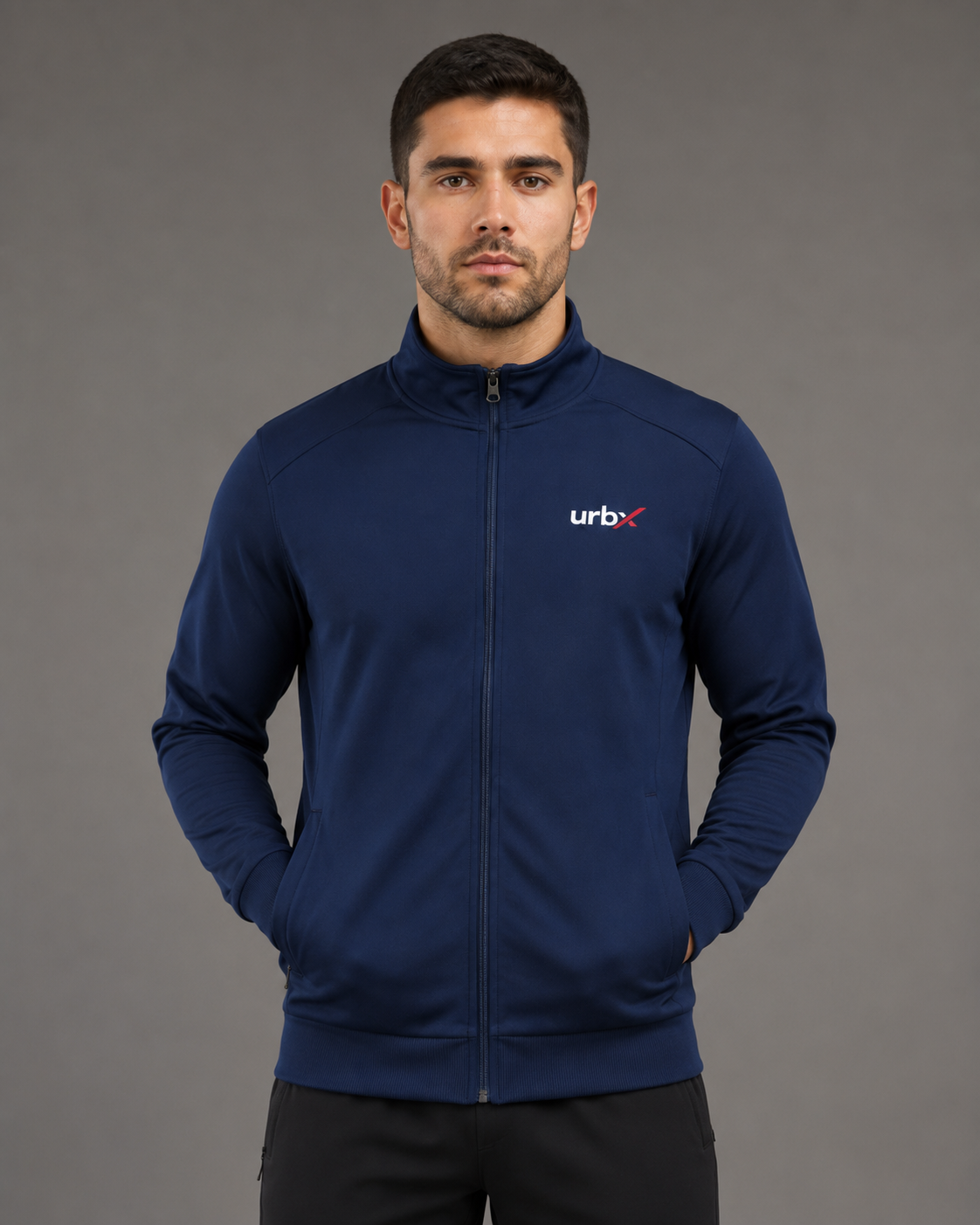URBX Full-Zip Track Jacket Navy – Front straight view