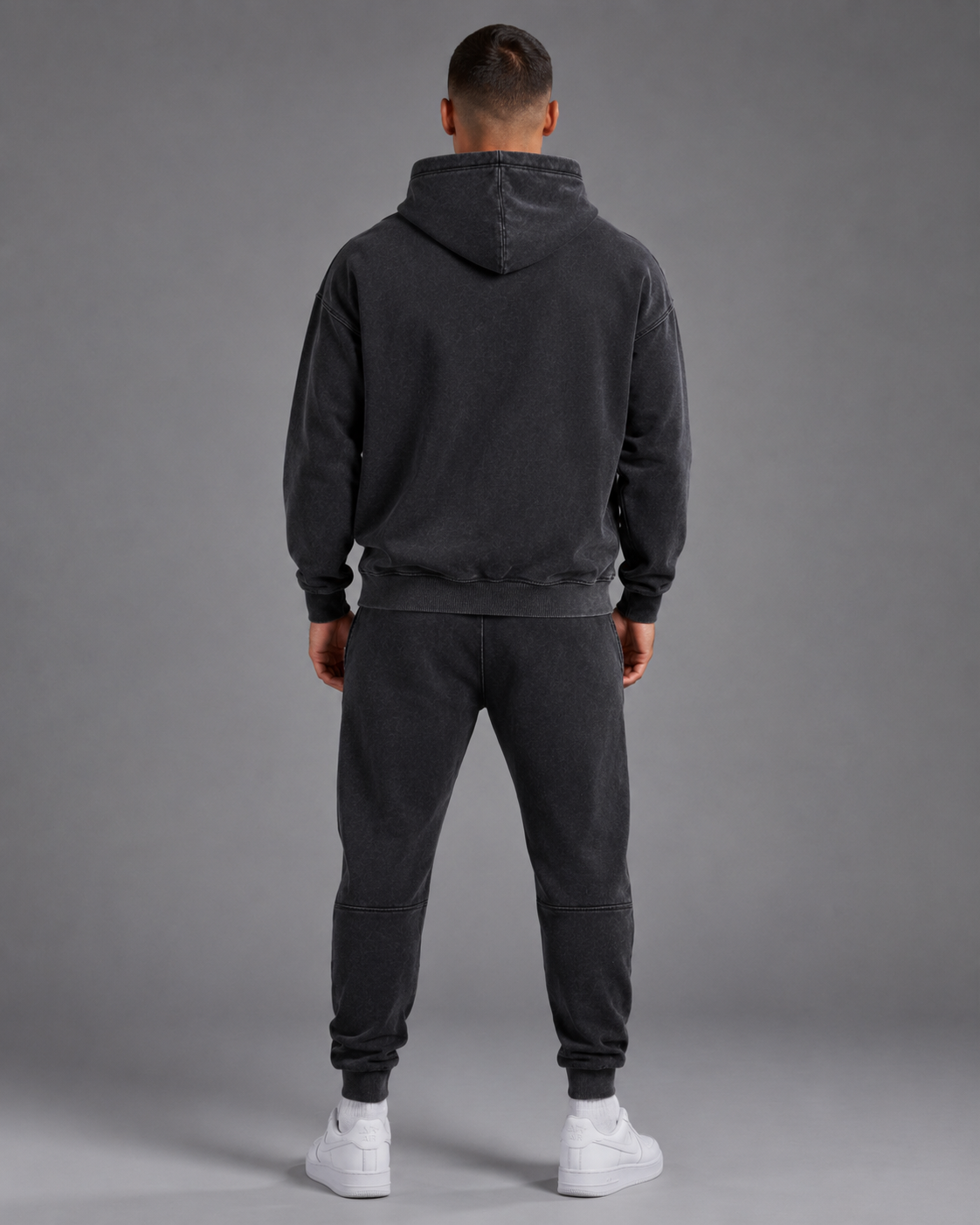 URBX Washed Oversized Tracksuit Washed Black - Back angle view