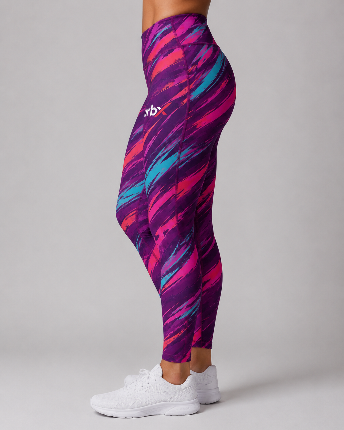 URBX Graphic High-Waist Leggings Deep Purple – Side view